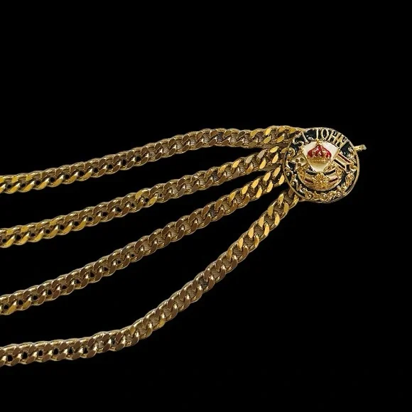 St. John Vintage Gold Four Tier Curb Link Charm Belt display picture 2
